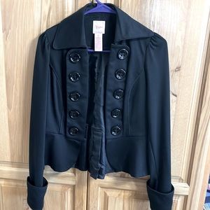 CANDIES BLACK POLYESTER JACKET BEAUTIFUL BLACK EXCENT BUTTONS EXCELLENT CONDITN
